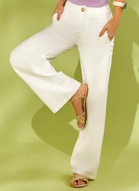 Calça Wide Leg Sarja Reserva Natural Branco - Foto 2