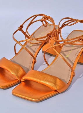 Sand�lia Couro Tabita Laranja - Foto 1