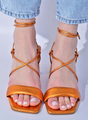 Sand�lia Couro Tabita Laranja - Foto 2