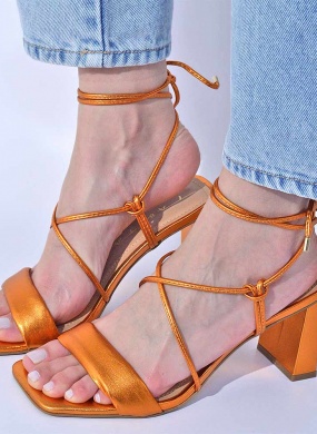 Sand�lia Couro Tabita Laranja - Foto 3
