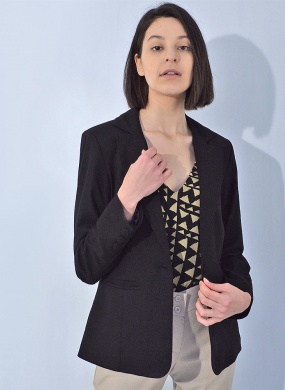 Blazer em Linho Trappiche Cor Preto - Foto 1