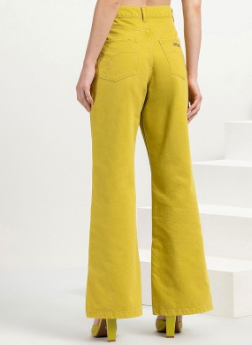Cal�a Sarja Color Wide Leg Lez a Lez Super Alta Mostarda - Foto 3