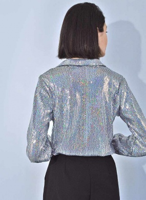 Camisa Paet� Prateada Hush - Foto 3