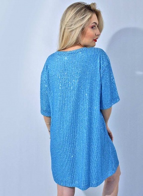 Vestido Paet�Azul Curto Hush - Foto 2