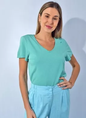 Blusa Básica Decote V Cantão Verde - Foto 1