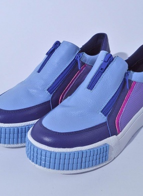 Tênis Couro Slip On Zíper Orcade Mix de Textura Violeta - Pole Modas