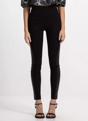 Calça em Tecido Skinny Cintura Alta com Recorte PU Lez a Lez - Foto 1