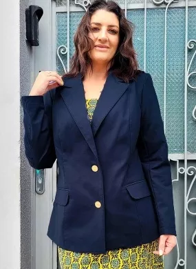 Blazer Plus Size Sarja Trappiche Cor Marinho - Foto 1