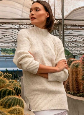 Maxi Blus�o Alongado Biamar Cor Bege - Foto 1
