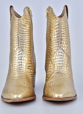 Bota Croco Couro Ouro Tabita  - Foto 2