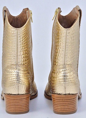 Bota Croco Couro Ouro Tabita  - Foto 3