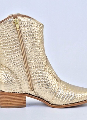 Bota Croco Couro Ouro Tabita  - Foto 4