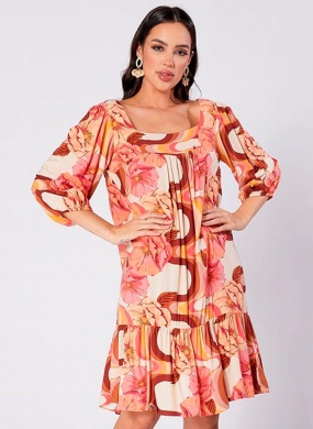 Vestido Curto Viscose Milvest Estampado - Foto 3