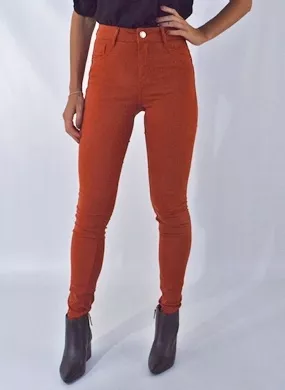 Calça Skinny Cor Paprica Flor de Lis - Foto 1