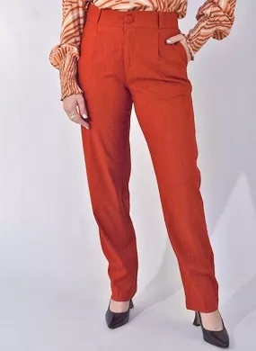 Calça Viscolinen com Elastano Ocre Gatos e Atos - Foto 1