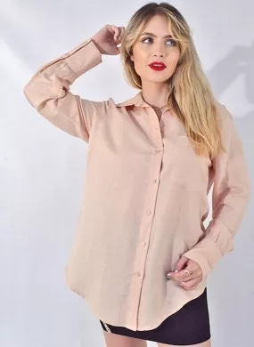 Camisa Oversized Linho Rose Gatos e Atos - Foto 1