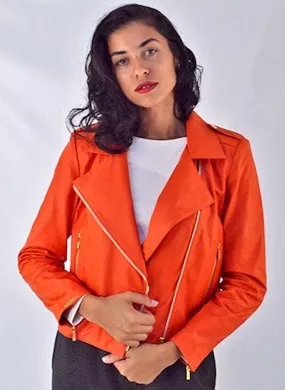 Jaqueta Couro Legítimo Trappiche Cropped Paprica - Foto 2