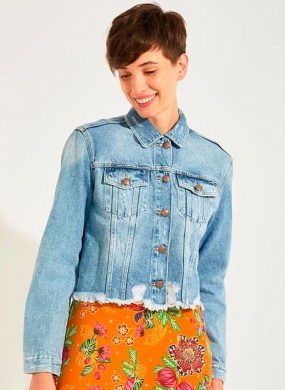 Jaqueta Jeans C�s desfiado Cant�o - Foto 1
