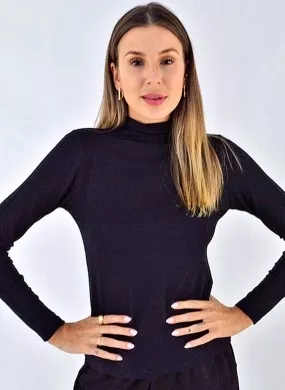 Blusa Gola Alta Declari Preta - Foto 1