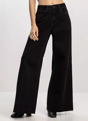Calça Jeans Preta Pantalona Super Alta Lez a Lez  - Foto 1