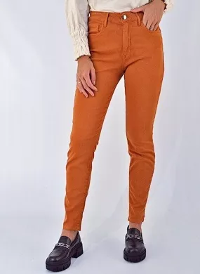 Calça Skinny Cropped com Cintura Super Alta Cor Ferrugem Lez a Lez - Foto 1