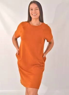 Vestido Moletinho Texturizado Haya Ferrugem - Foto 1