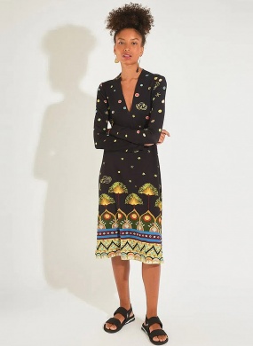 Vestido Midi Moletinho Estampado Pav�o Cant�o - Foto 1