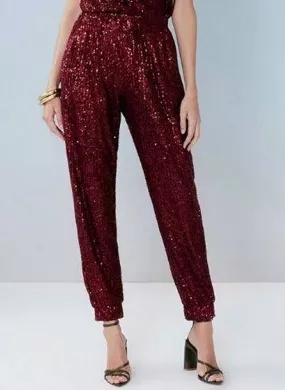 Calça Jogger Paetê Aramodu Vinho - Foto 3