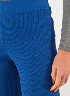 Cal�a Pantalona Canelada Cor Azul Gida Malhas  - Foto 2