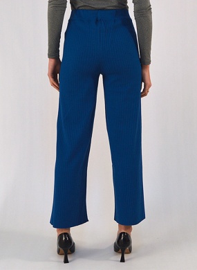 Cal�a Pantalona Canelada Cor Azul Gida Malhas  - Foto 3