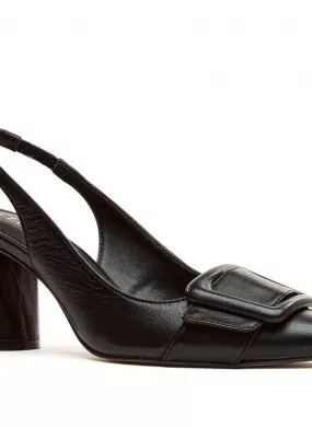 Slingback Couro Preto Cecconello - Foto 1