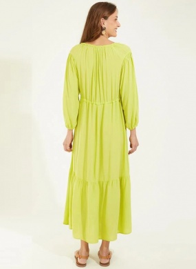 Vestido Crepe Boho Verde Lima Cant�o  - Foto 3