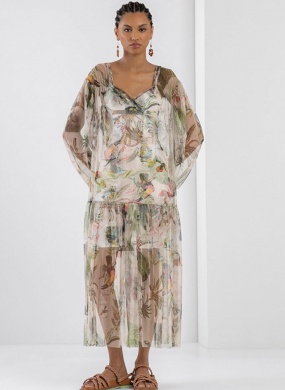 Vestido Midi Em Tule Com Manga Longa Bufante Lez a Lez  - Foto 1