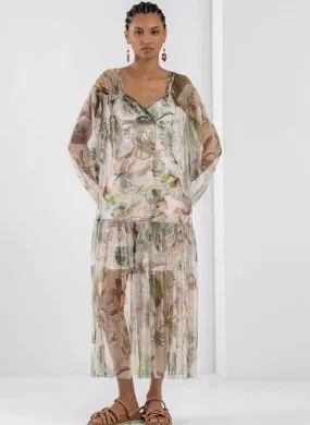Vestido Midi Em Tule Com Manga Longa Bufante Lez a Lez  - Foto 1