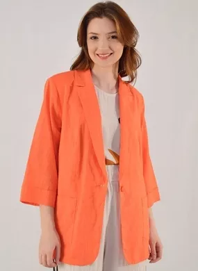 Blazer Cambraia de Algodão Laranja Gatos e Atos - Foto 1