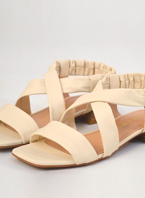 Sand�lia Couro Off White Tabita - Foto 1