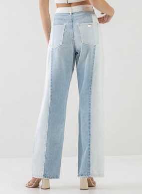 Cal�a Jeans Wide Leg Super Alta Com Recortes Duo Lez a Lez  - Foto 3