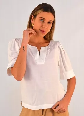 Blusa de Viscose Off White Gatos e Atos  - Foto 1