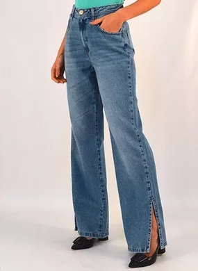 Calça Jeans Agata Wide Leg Flor de Lis - Foto 2