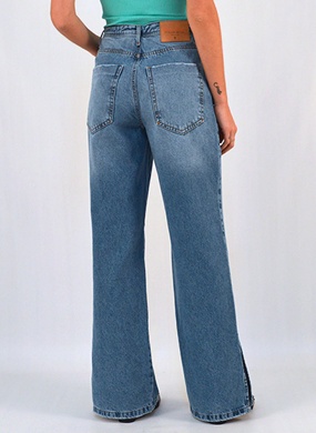 Cal�a Jeans Agata Wide Leg Flor de Lis - Foto 3
