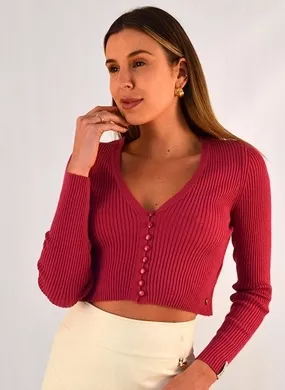 Casaco Cropped Tricot Pink Biamar - Foto 1