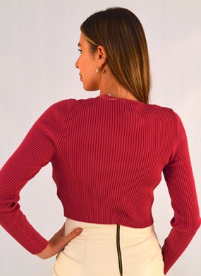 Casaco Cropped Tricot Pink Biamar - Foto 2
