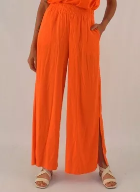 Calça Pantalona Com Fenda Laranja Declari - Foto 1