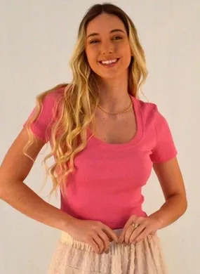 Blusa Algodão Canelada Rosa Gatos e Atos  - Foto 1