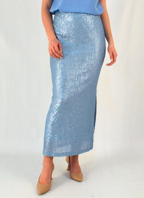 Saia Midi Paete Azul Mx Fashion  - Foto 1
