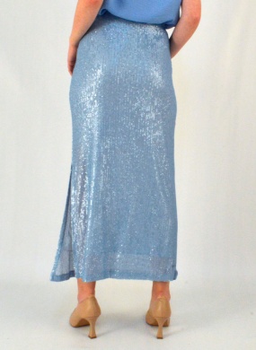 Saia Midi Paete Azul Mx Fashion  - Foto 2