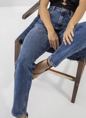 Cal�a Jeans Mom Super Alta Com Elasticidade Lez a Lez  - Foto 1
