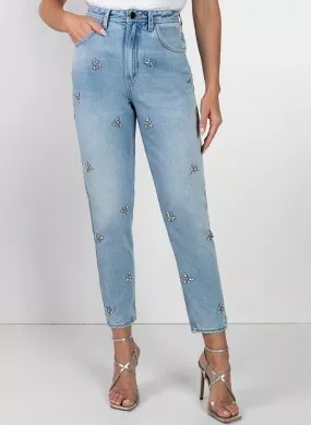 Calça Agata Cigarrete Com Strass Flor de Lis  - Foto 1