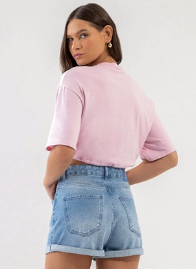 T-shirt Cropped em Malha Prime com Regulador Cor Rosa Lez a Lez - Foto 2