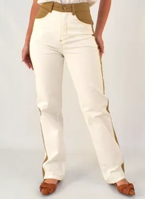Calça Reta Bicolor Off White Reserva Natural  - Foto 1